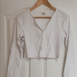 Sunday Best Aritzia white button shirt cardigan